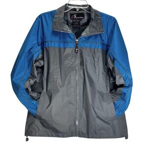 Colorblock Zip Up Windbreaker Jacket Blue‎ Teal Gray i5 Apparel Men's L